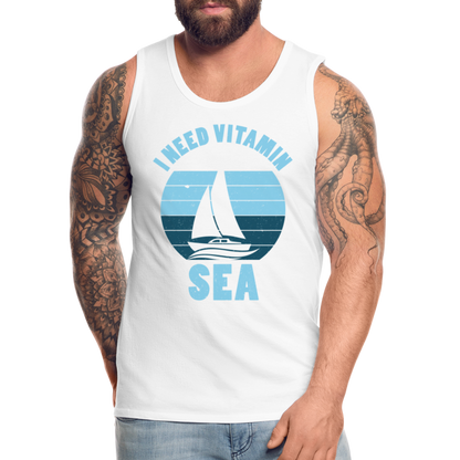 Männer Premium Tank Top - I need Vitamin Sea - Maritim Design - Spruch - weiß