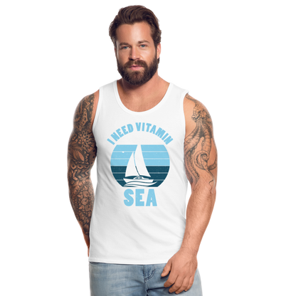 Männer Premium Tank Top - I need Vitamin Sea - Maritim Design - Spruch - weiß