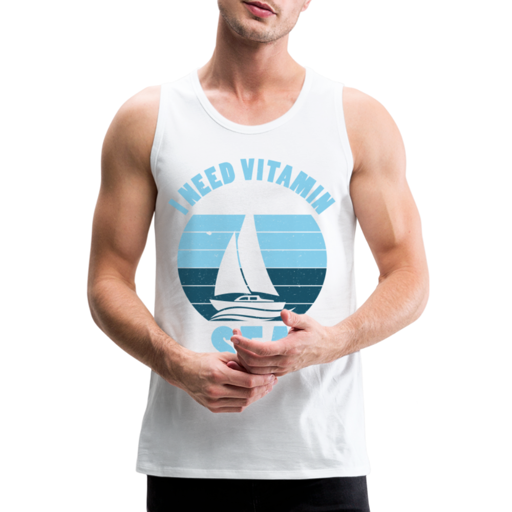 Männer Premium Tank Top - I need Vitamin Sea - Maritim Design - Spruch - weiß