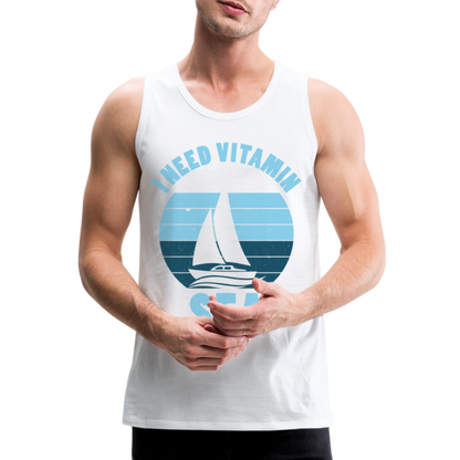 Männer Premium Tank Top - I need Vitamin Sea - Maritim Design - Spruch - weiß