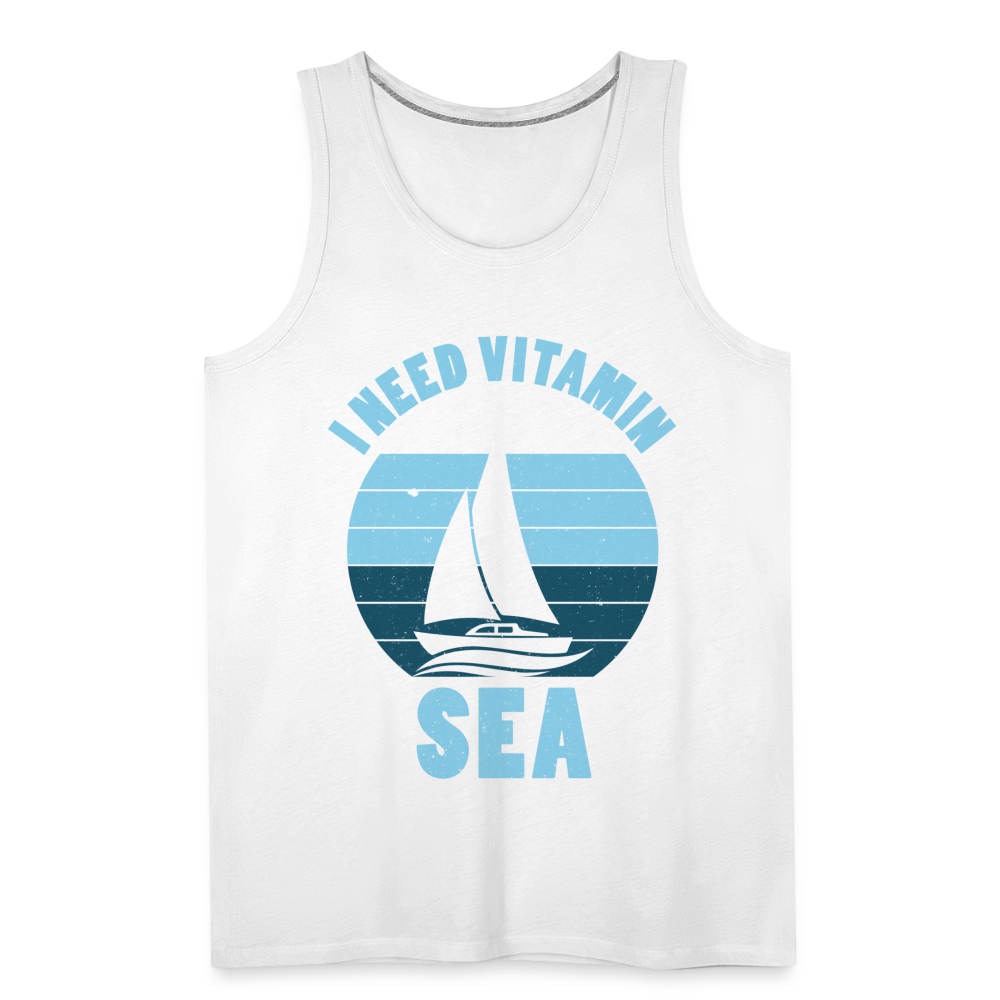 Männer Premium Tank Top - I need Vitamin Sea - Maritim Design - Spruch - weiß