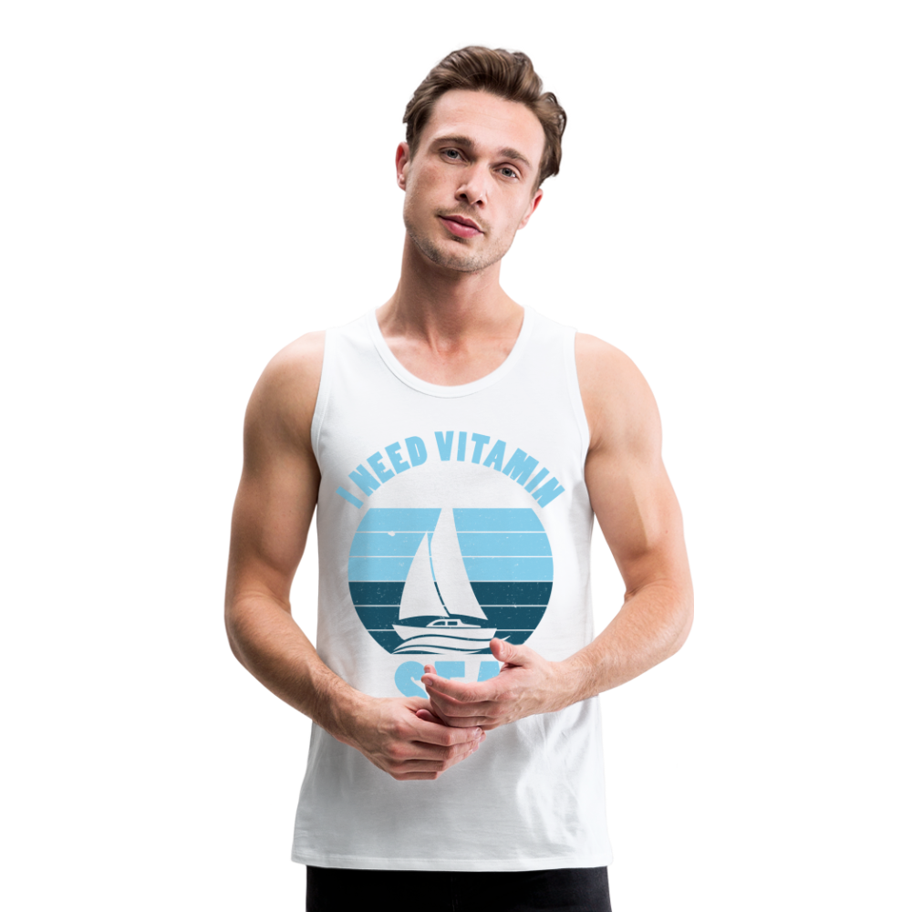 Männer Premium Tank Top - I need Vitamin Sea - Maritim Design - Spruch - weiß