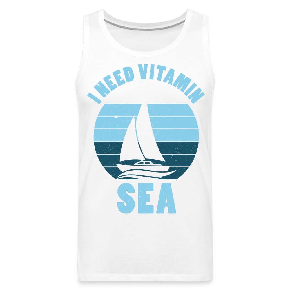 Männer Premium Tank Top - I need Vitamin Sea - Maritim Design - Spruch - weiß