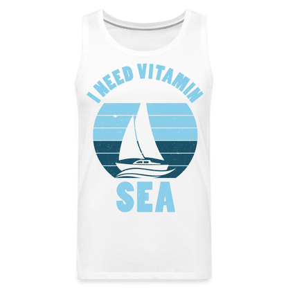 Männer Premium Tank Top - I need Vitamin Sea - Maritim Design - Spruch - weiß