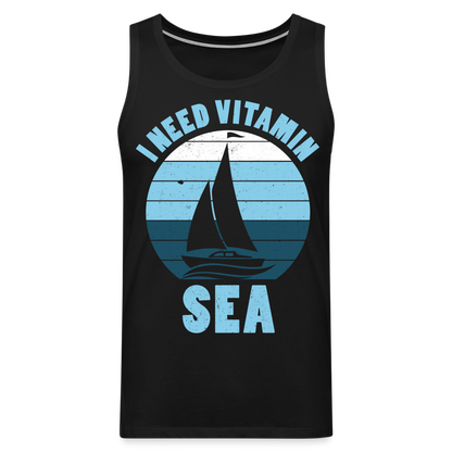 Männer Premium Tank Top - I need Vitamin Sea - Maritim Design - Spruch - Schwarz