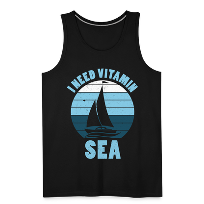 Männer Premium Tank Top - I need Vitamin Sea - Maritim Design - Spruch - Schwarz