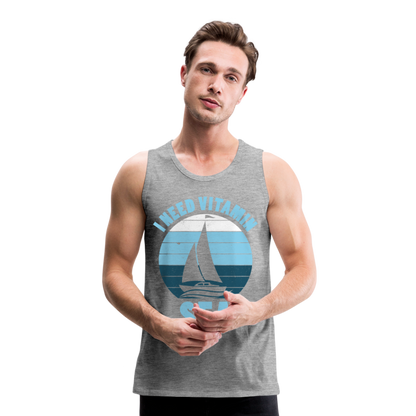 Männer Premium Tank Top - I need Vitamin Sea - Maritim Design - Spruch - Grau meliert