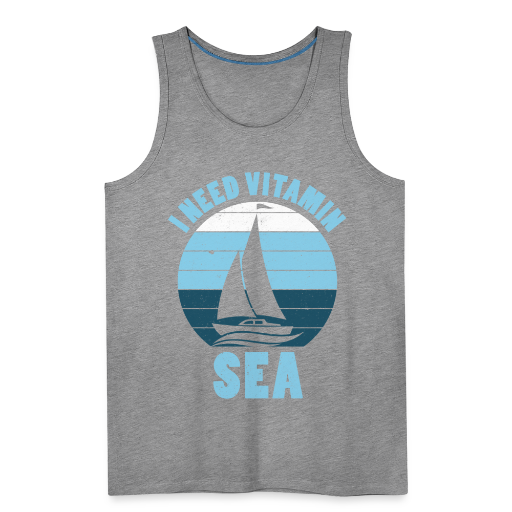 Männer Premium Tank Top - I need Vitamin Sea - Maritim Design - Spruch - Grau meliert