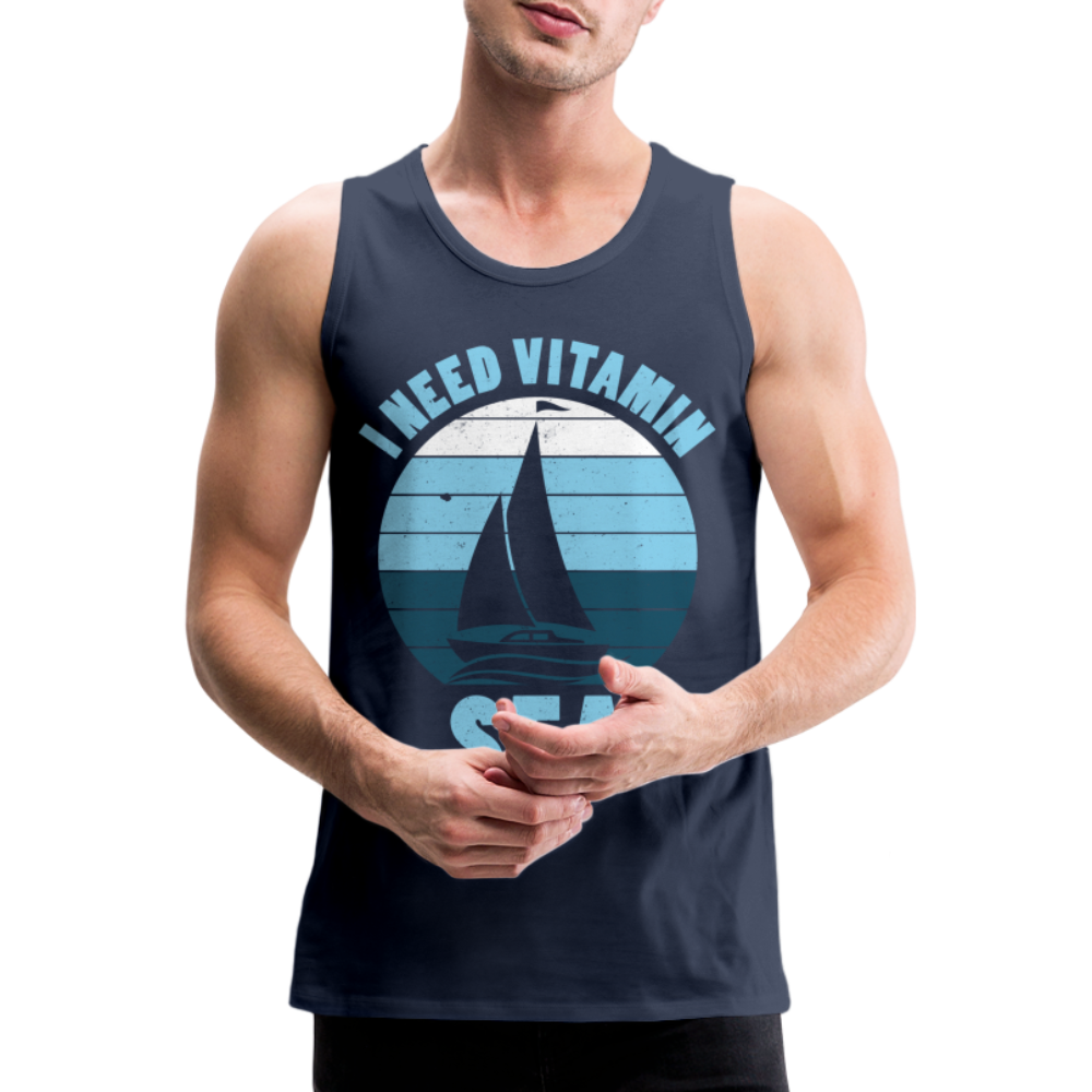 Männer Premium Tank Top - I need Vitamin Sea - Maritim Design - Spruch - Navy