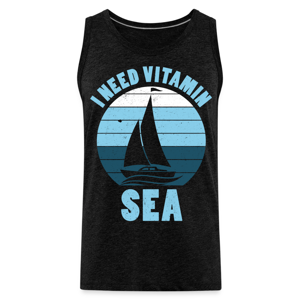 Männer Premium Tank Top - I need Vitamin Sea - Maritim Design - Spruch - Anthrazit