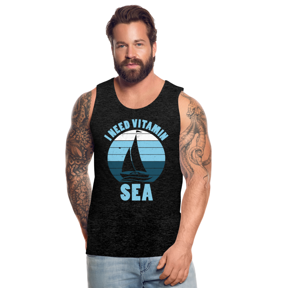 Männer Premium Tank Top - I need Vitamin Sea - Maritim Design - Spruch - Anthrazit