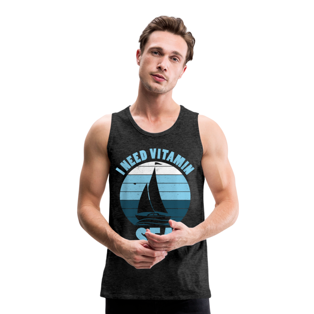 Männer Premium Tank Top - I need Vitamin Sea - Maritim Design - Spruch - Anthrazit