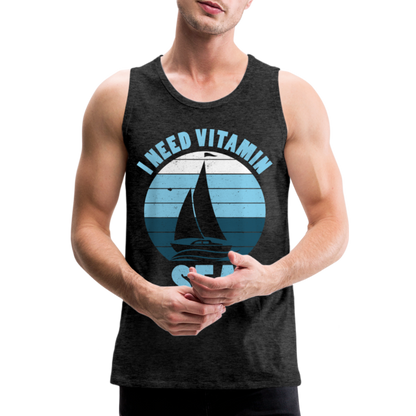 Männer Premium Tank Top - I need Vitamin Sea - Maritim Design - Spruch - Anthrazit