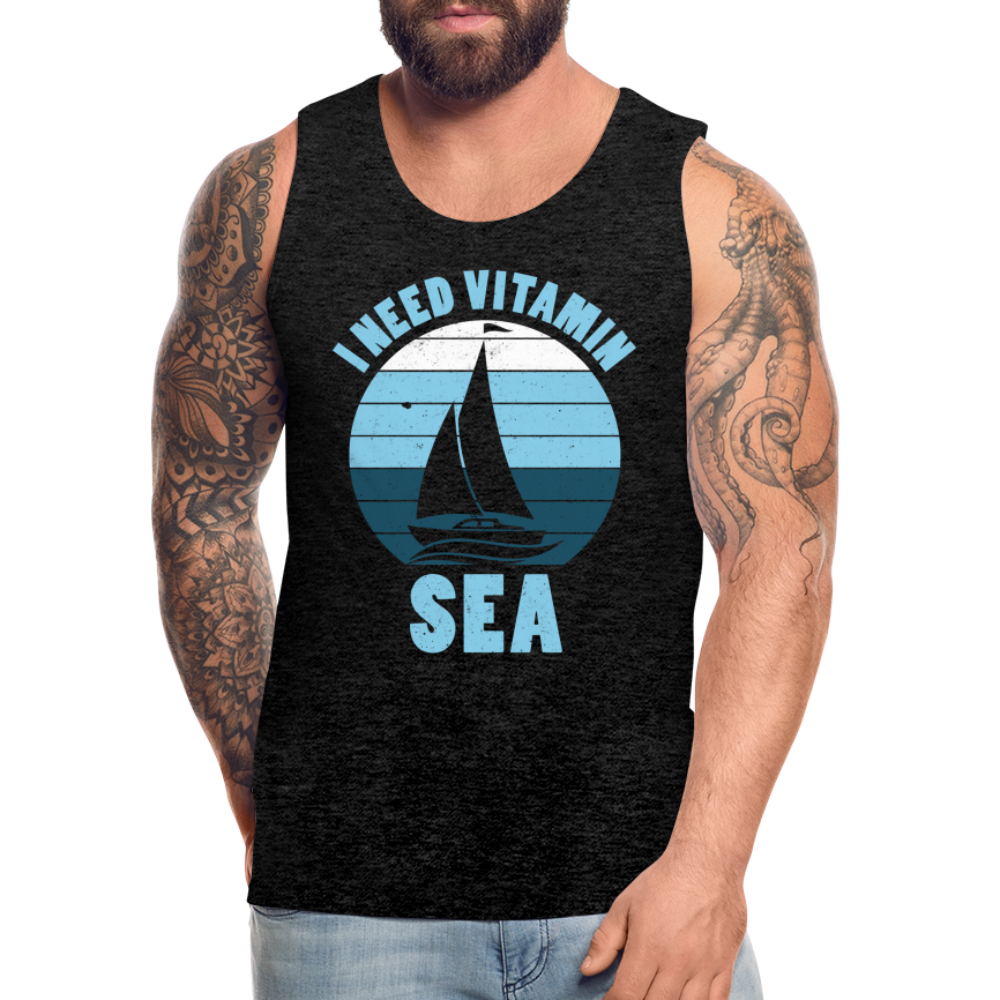 Männer Premium Tank Top - I need Vitamin Sea - Maritim Design - Spruch - Anthrazit