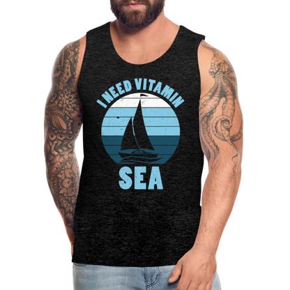 Männer Premium Tank Top - I need Vitamin Sea - Maritim Design - Spruch - Anthrazit