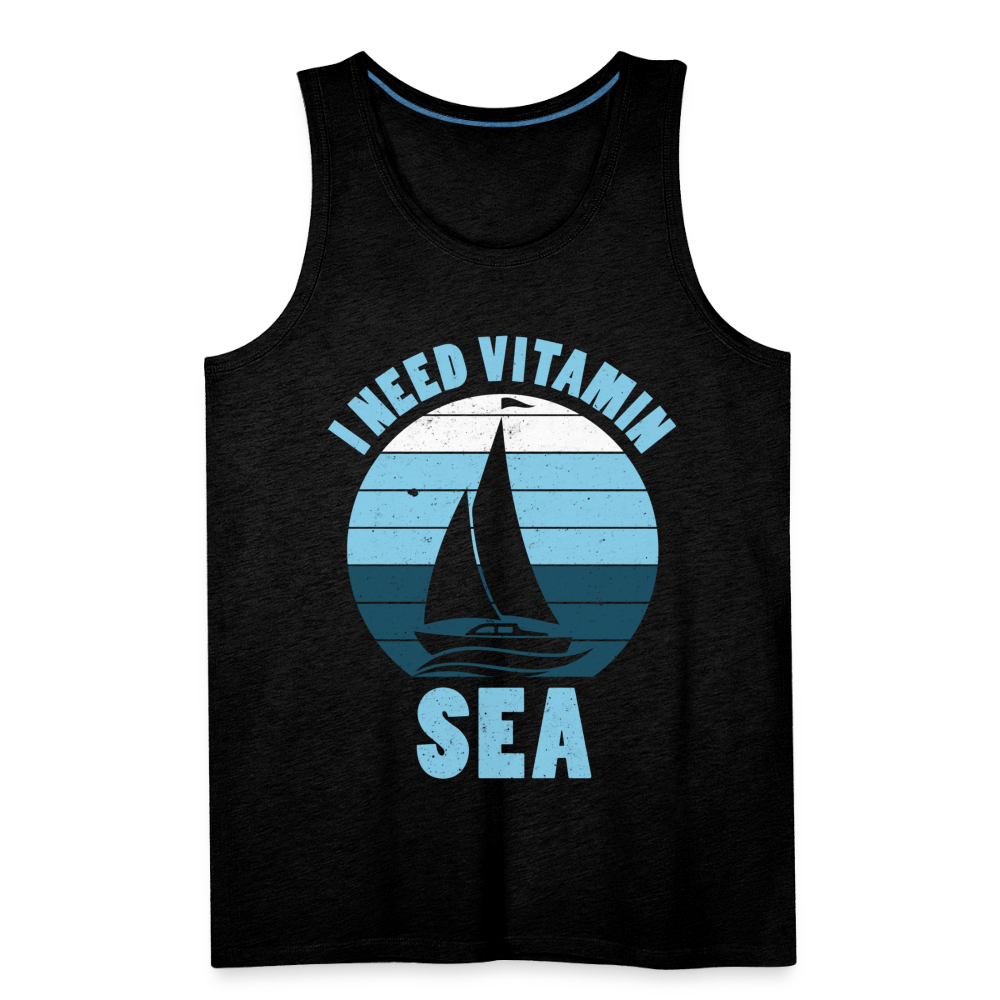 Männer Premium Tank Top - I need Vitamin Sea - Maritim Design - Spruch - Anthrazit