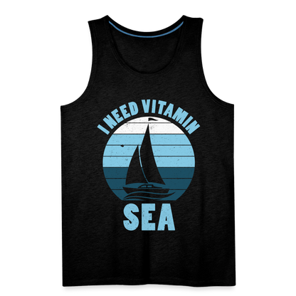 Männer Premium Tank Top - I need Vitamin Sea - Maritim Design - Spruch - Anthrazit