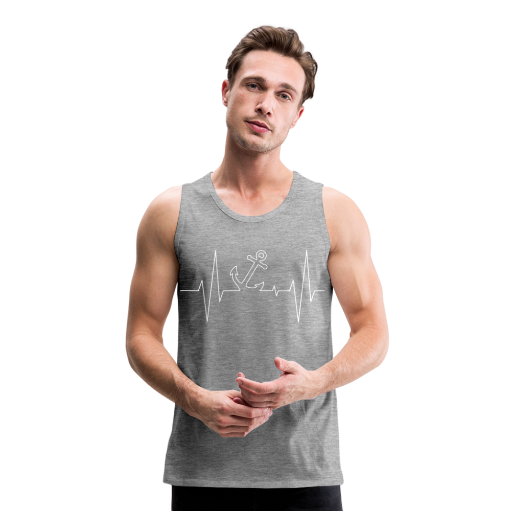 Männer Premium Tank Top - Maritimes Ankerdesign - Herzschlag - Grau meliert