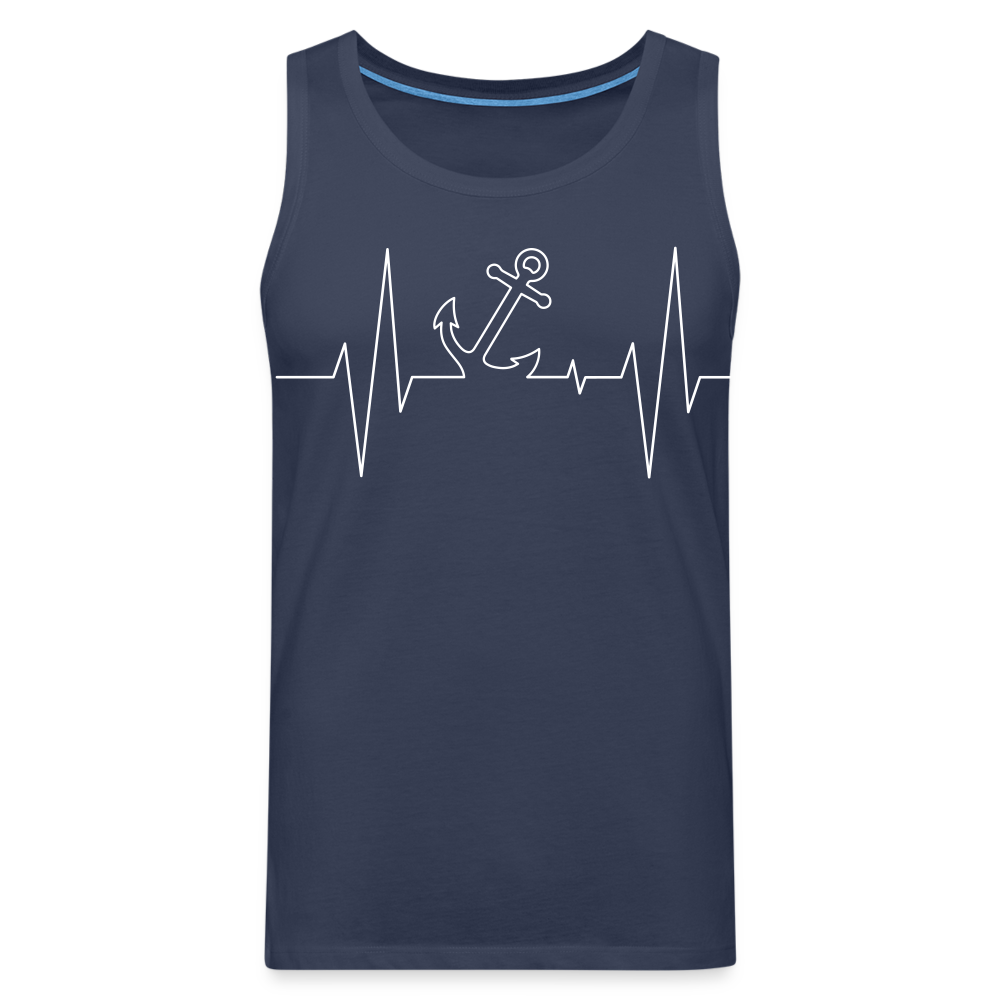 Männer Premium Tank Top - Maritimes Ankerdesign - Herzschlag - Navy