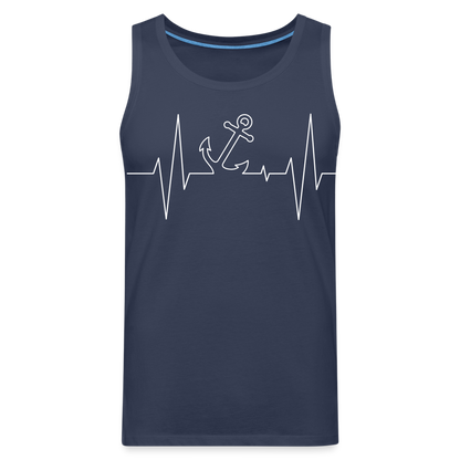 Männer Premium Tank Top - Maritimes Ankerdesign - Herzschlag - Navy