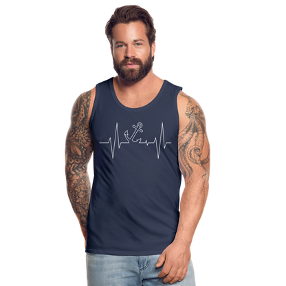 Männer Premium Tank Top - Maritimes Ankerdesign - Herzschlag - Navy