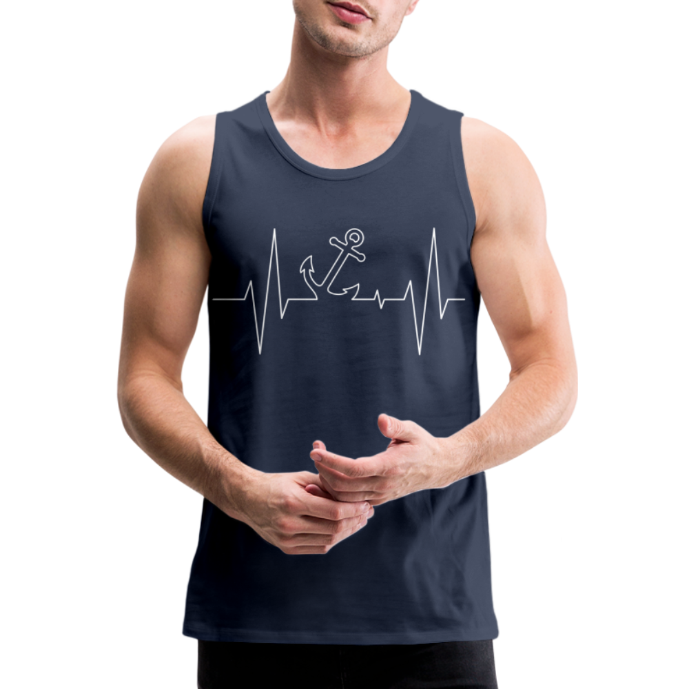 Männer Premium Tank Top - Maritimes Ankerdesign - Herzschlag - Navy