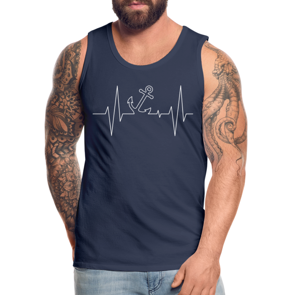 Männer Premium Tank Top - Maritimes Ankerdesign - Herzschlag - Navy