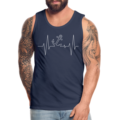 Männer Premium Tank Top - Maritimes Ankerdesign - Herzschlag - Navy