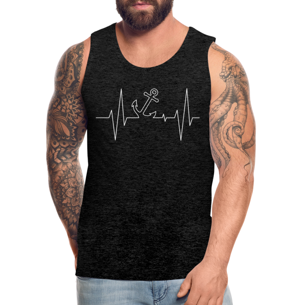 Männer Premium Tank Top - Maritimes Ankerdesign - Herzschlag - Anthrazit