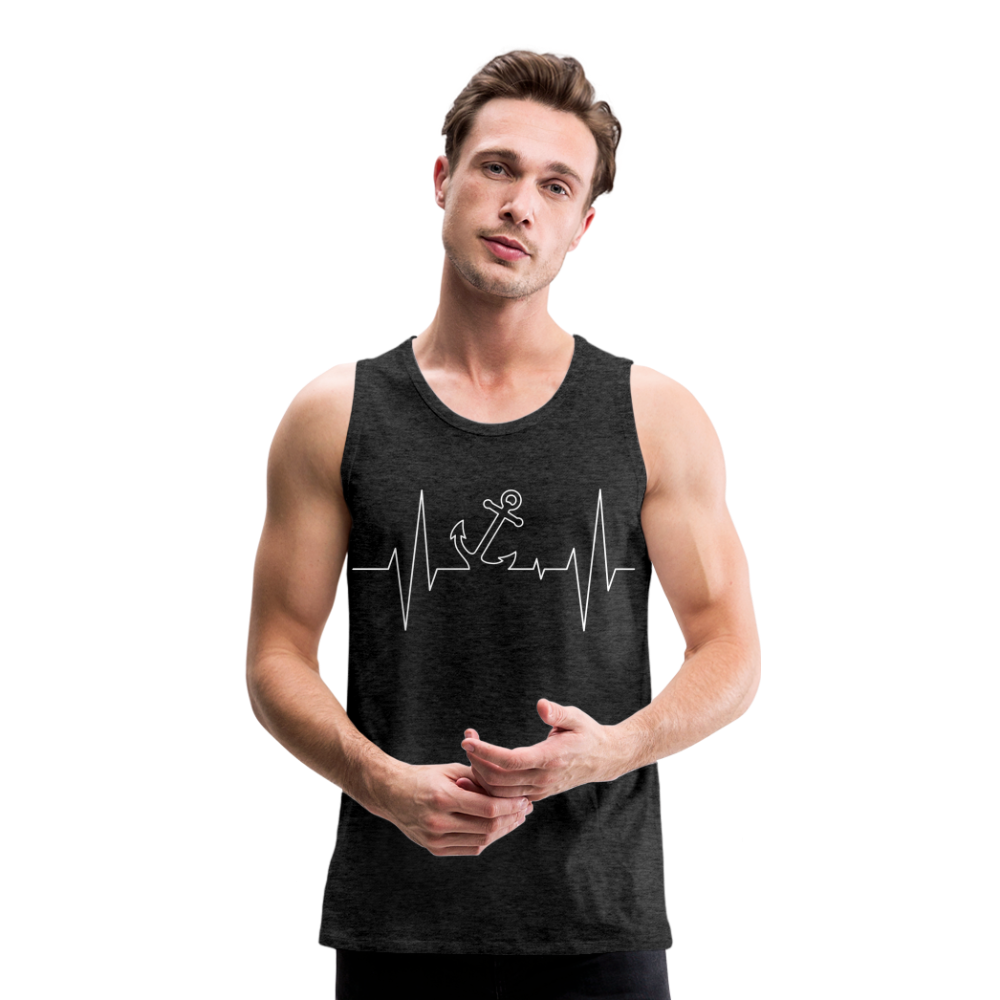 Männer Premium Tank Top - Maritimes Ankerdesign - Herzschlag - Anthrazit