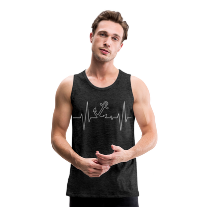 Männer Premium Tank Top - Maritimes Ankerdesign - Herzschlag - Anthrazit