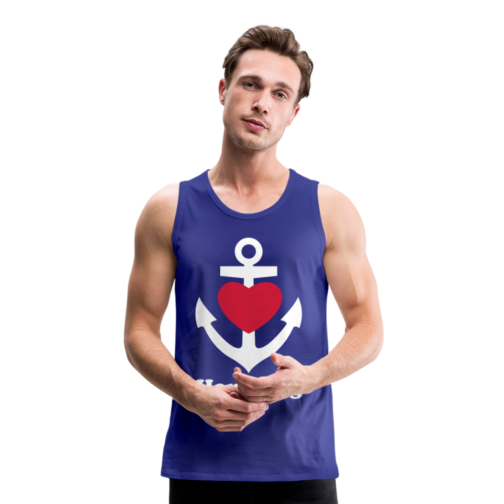 Männer Premium Tank Top - Maritimes Ankerdesign mit Herz und Hamburg - Königsblau