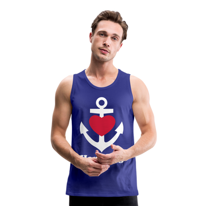 Männer Premium Tank Top - Maritimes Ankerdesign mit Herz und Hamburg - Königsblau