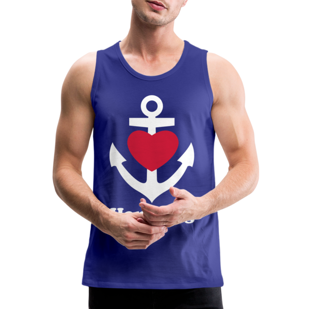 Männer Premium Tank Top - Maritimes Ankerdesign mit Herz und Hamburg - Königsblau