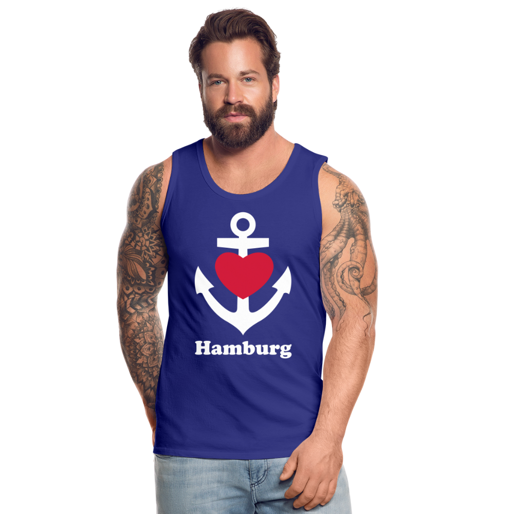 Männer Premium Tank Top - Maritimes Ankerdesign mit Herz und Hamburg - Königsblau