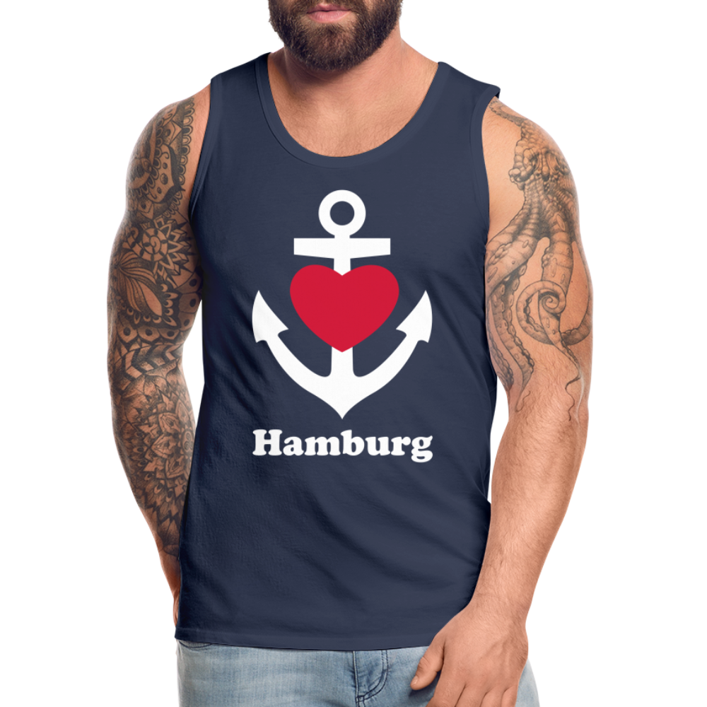 Männer Premium Tank Top - Maritimes Ankerdesign mit Herz und Hamburg - Navy