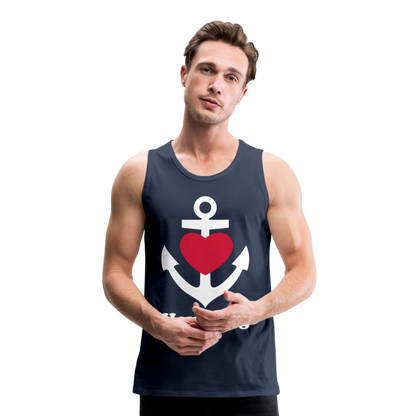 Männer Premium Tank Top - Maritimes Ankerdesign mit Herz und Hamburg - Navy