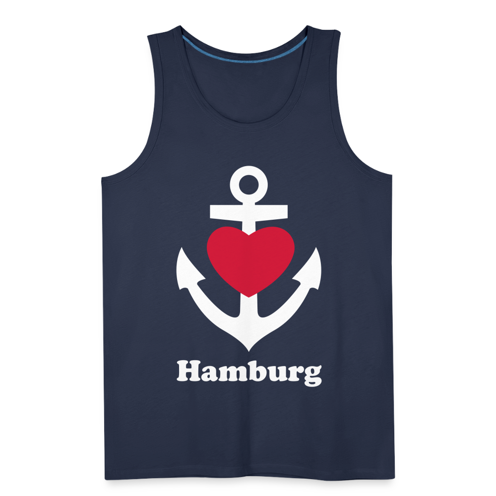 Männer Premium Tank Top - Maritimes Ankerdesign mit Herz und Hamburg - Navy