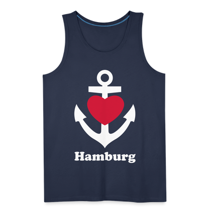 Männer Premium Tank Top - Maritimes Ankerdesign mit Herz und Hamburg - Navy