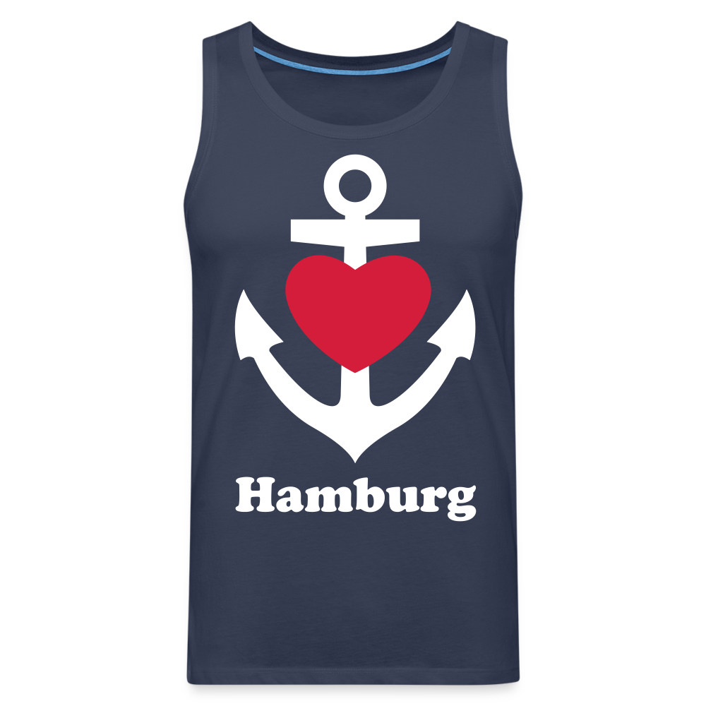 Männer Premium Tank Top - Maritimes Ankerdesign mit Herz und Hamburg - Navy