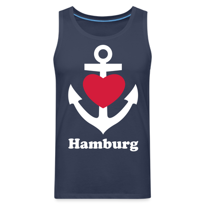 Männer Premium Tank Top - Maritimes Ankerdesign mit Herz und Hamburg - Navy