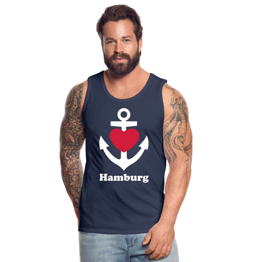 Männer Premium Tank Top - Maritimes Ankerdesign mit Herz und Hamburg - Navy