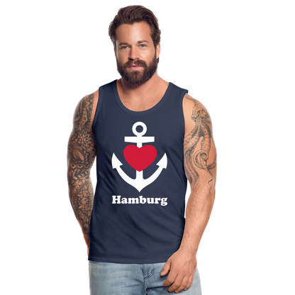 Männer Premium Tank Top - Maritimes Ankerdesign mit Herz und Hamburg - Navy