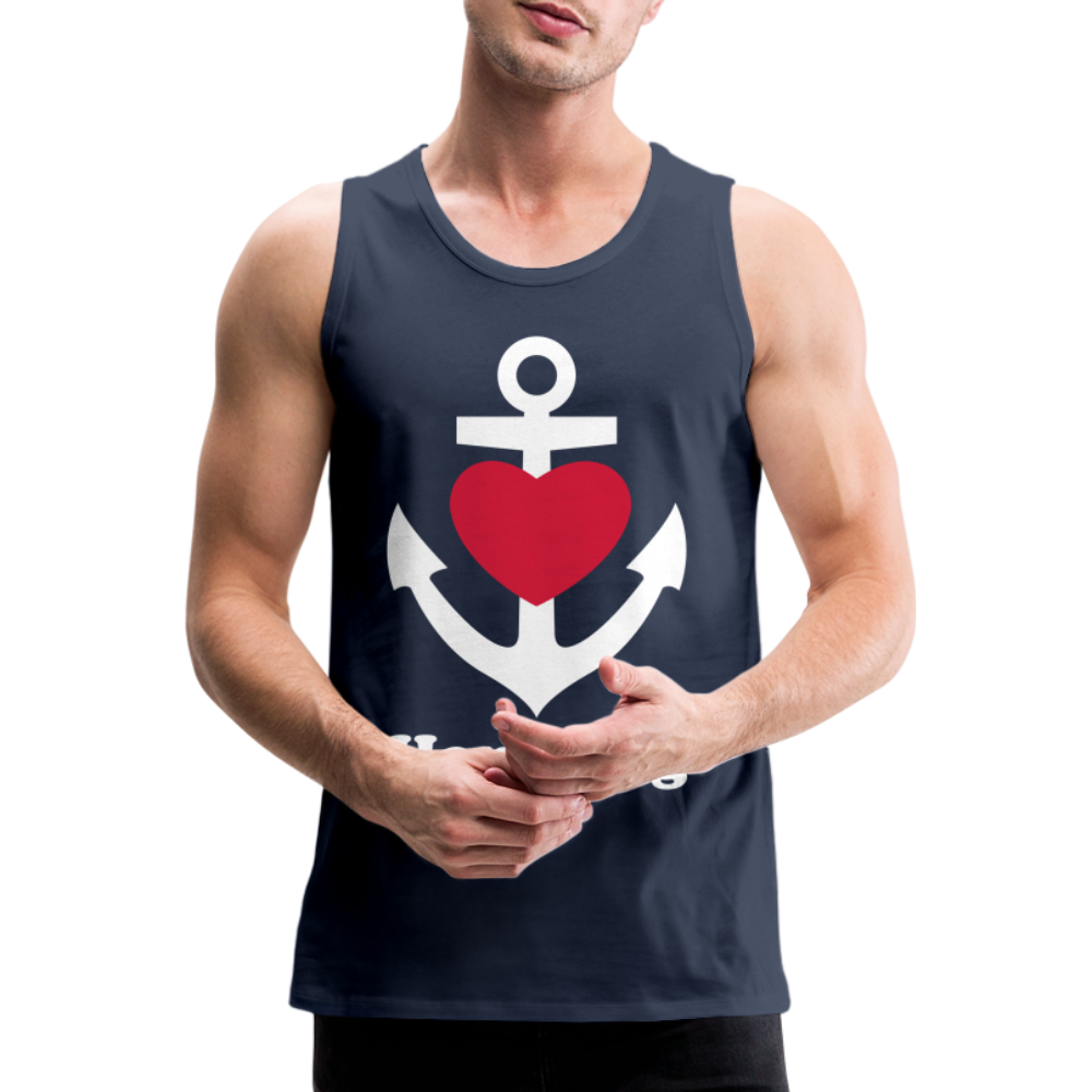 Männer Premium Tank Top - Maritimes Ankerdesign mit Herz und Hamburg - Navy