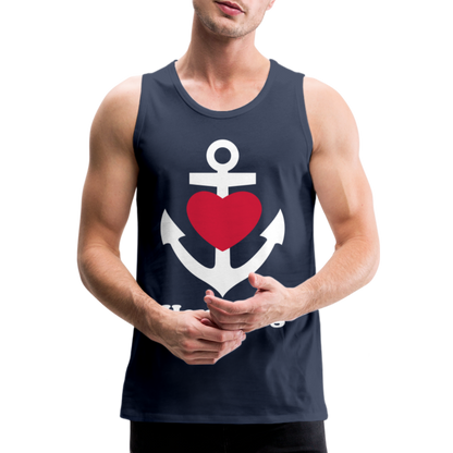 Männer Premium Tank Top - Maritimes Ankerdesign mit Herz und Hamburg - Navy