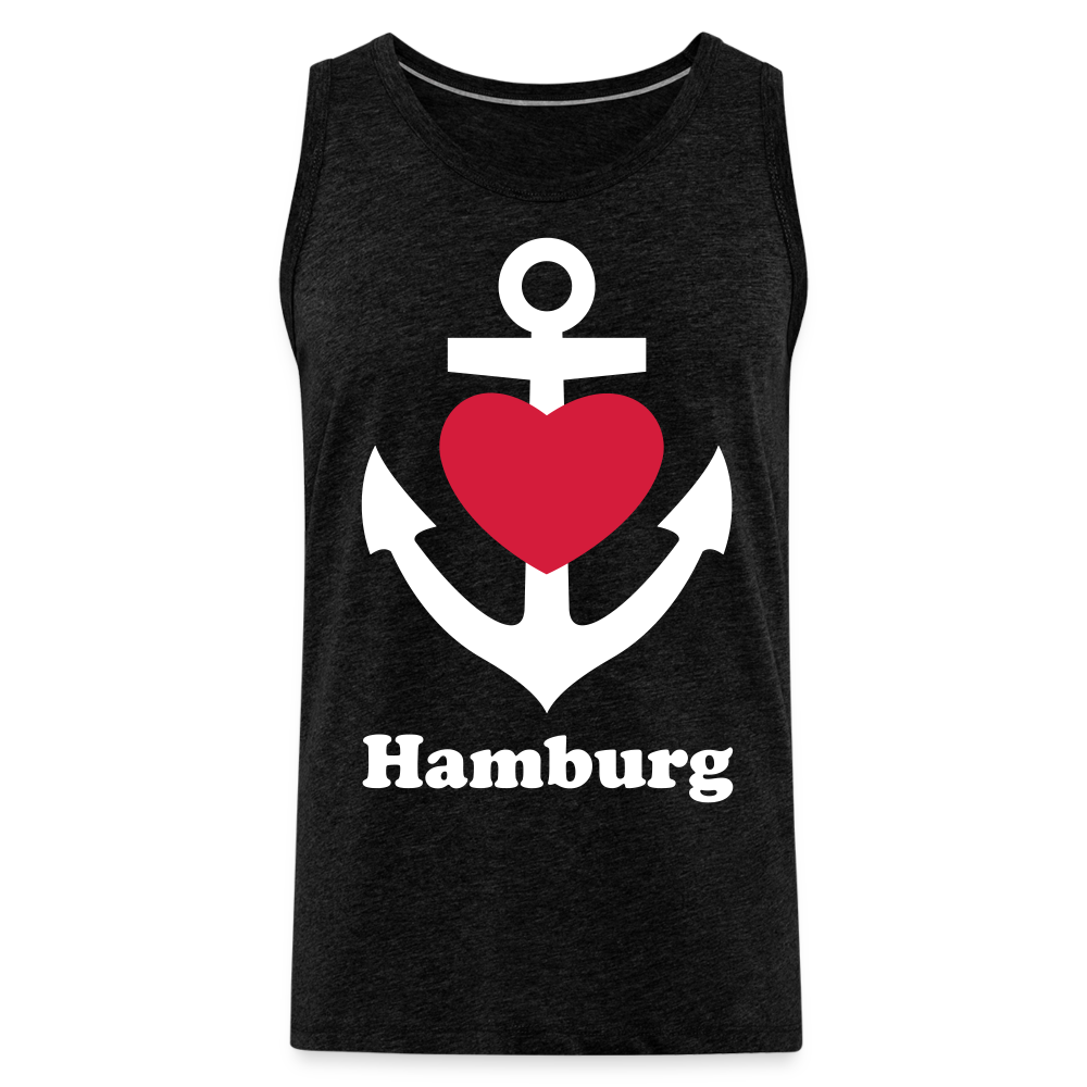 Männer Premium Tank Top - Maritimes Ankerdesign mit Herz und Hamburg - Anthrazit