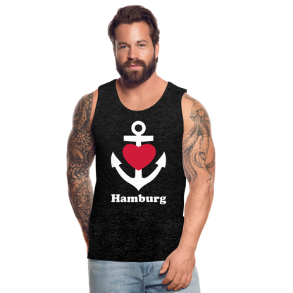 Männer Premium Tank Top - Maritimes Ankerdesign mit Herz und Hamburg - Anthrazit