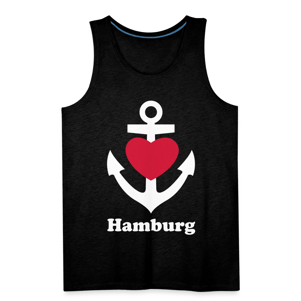 Männer Premium Tank Top - Maritimes Ankerdesign mit Herz und Hamburg - Anthrazit