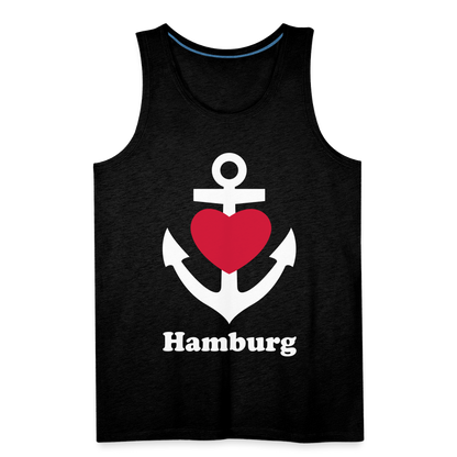 Männer Premium Tank Top - Maritimes Ankerdesign mit Herz und Hamburg - Anthrazit