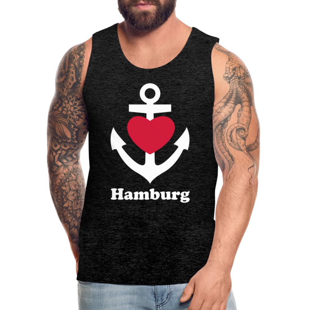 Männer Premium Tank Top - Maritimes Ankerdesign mit Herz und Hamburg - Anthrazit